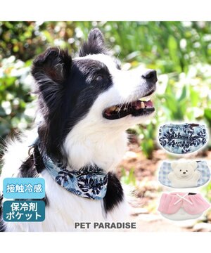  クールネック バンダナ《 ボタニカル/ しろくま/シフォン襟》 保冷剤付き 【中型犬】【大型犬】