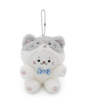 しろたん 猫キーホルダー 《ハチワレ》 単品