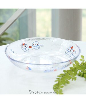 しろたん ガラスカップ 《マリン柄》径7.8cm お皿 皿 小鉢 食器 ガラス 