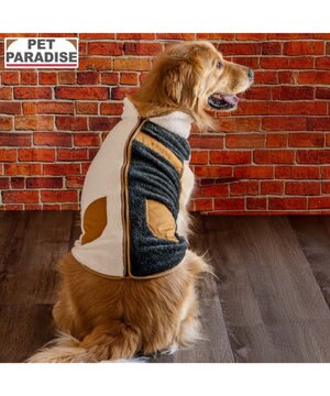  ペットパラダイス 切替え 背開き ジップアップ ベスト 《ブラック》 中型犬 大型犬