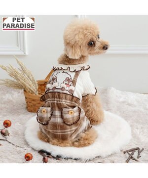  ディズニー チップとデール チェック パンツ つなぎ 小型犬