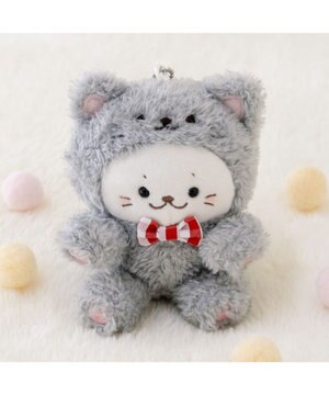  しろたん 猫キーホルダー 《グレー》 単品