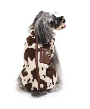   Lee 背開き ボア ベスト 牛柄 《ブラウン》 小型犬