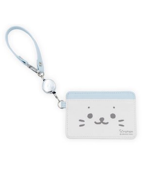  しろたん リール付きパスケース 《顔ぼんブルー》 単品