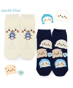  しろたん スニーカー丈ソックス 2足セット 25～27cm 《顔ぼんミルク/お友達フェイス》