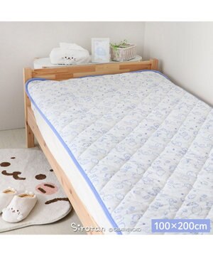  しろたん 敷きパッド 100×200cm 《のんびりライフ柄》 シングルシーツ パイル生地