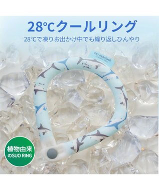 PET PARADISE ペットパラダイス ２８℃ クールリング Ｍ 《サメ柄》 ブルー