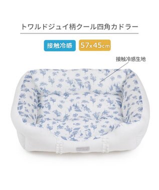 PET PARADISE ペットパラダイス クールカドラー 《トワルドジュイ柄》 四角型 M ホワイト×ブルー