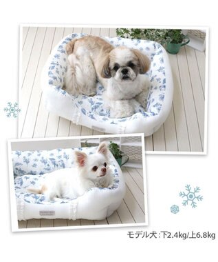 PET PARADISE ペットパラダイス クールカドラー 《トワルドジュイ柄》 四角型 M ホワイト×ブルー