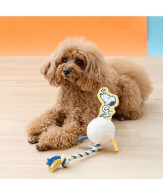 PET PARADISE スヌーピー パリパリバレーボールトイ イエロー×ブルー