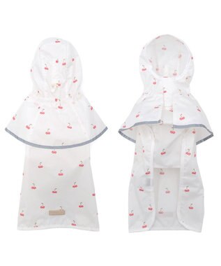 PET PARADISE ペットパラダイス ケープ付き レインコート 《チェリー》 中型犬 大型犬 ホワイト×レッド