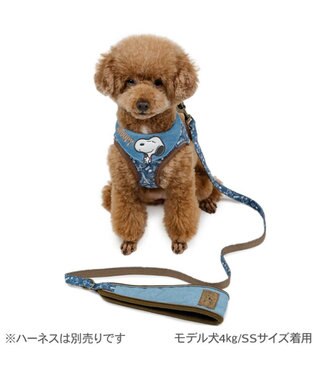 PET PARADISE スヌーピー リード 《デニム風》 ＳＳ～Ｓ 小型犬 ネイビー