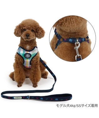 PET PARADISE J.PRESS マドラスチェック ハーネス&リード 3S 小型犬 マルチカラー