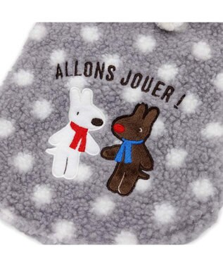 PET PARADISE リサとガスパール 水玉ボアベスト 小型犬 グレー