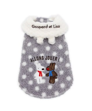 PET PARADISE リサとガスパール 水玉ボアベスト 小型犬 グレー