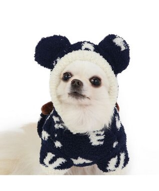 PET PARADISE ディズニー ミッキー 遠赤外線 ルームパーカー 《ロゴ柄》 小型犬 ネイビー