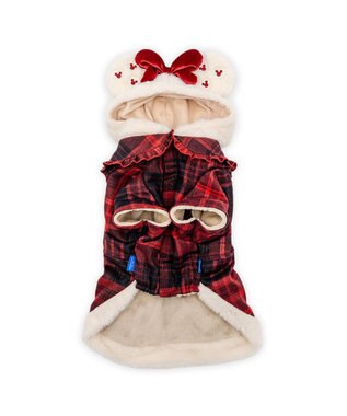 PET PARADISE ディズニー ミニーマウス チェックコート 小型犬 レッド×ホワイト