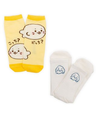 Mother garden しろたん 靴下 スニーカー丈 ショート丈 2足セット 21～24cm 《こっち？どっち？ ゆるゆる刺繍ホワイト》