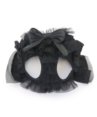 PET PARADISE cherircouture フリフリハーネス 《ブラック》 小型犬 ４Ｓ/３Ｓ ブラック