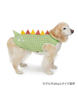 PET PARADISE ペットパラダイス エコメイド タンクトップ 《ポップな恐竜》 中型犬 大型犬 ライトグリーン