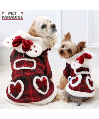 PET PARADISE ディズニー ミニーマウス チェックコート 小型犬 レッド×ホワイト