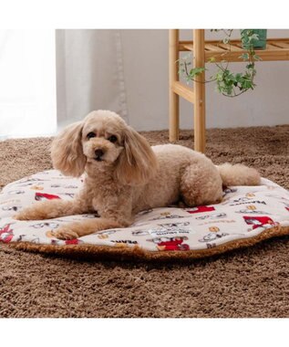 PET PARADISE スヌーピー うたたね柄 丸型マット  超小型犬 径70cm ベージュ