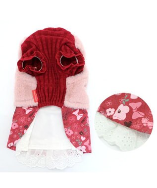 PET PARADISE 犬 服 ディズニー ミニーマウス ワンピース 【小型犬】 ボア ベスト付き ピンク（淡）