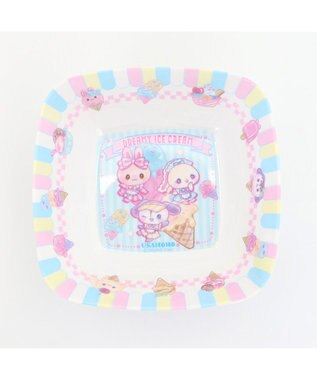 Mother garden マザーガーデン うさもも メラミン食器 スクエアボール 《アイス柄》 単品 食洗機可 子供用食器 メラミン製 四角 お皿 プレート キッズ 女の子 かわいい 食器 マルチカラー