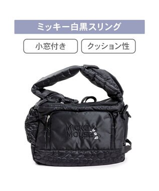 PET PARADISE ディズニー ミッキーマウス 白黒 スリングバッグ Ｓ ブラック