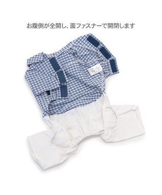 PET PARADISE J.PRESS パンツ つなぎ 《チェック》 小型犬 ホワイト×ブルー