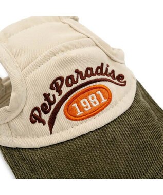PET PARADISE ペットパラダイス コーデュロイ ロゴキャップ ＳＭ～Ｍ/Ｌ ベージュ×カーキ