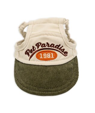 PET PARADISE ペットパラダイス コーデュロイ ロゴキャップ ＳＭ～Ｍ/Ｌ ベージュ×カーキ