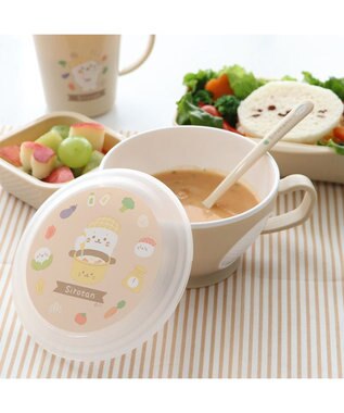 しろたん 蓋つきスープマグカップ キッチン柄 460mL 日本製