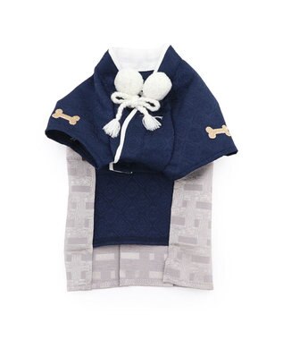 PET PARADISE ペットパラダイス お正月袴 《花菱柄》小型犬 グレー×ネイビー