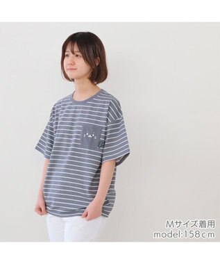 Mother garden しろたん ポケット付き Ｔシャツ 半袖 《ボーダー柄/黒色》 レディース メンズ ユニセックス ボーダー