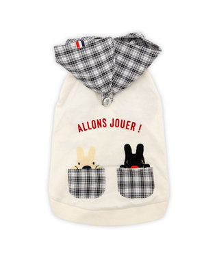 PET PARADISE リサとガスパール  パーカー《チェック柄》 小型犬 オフホワイト