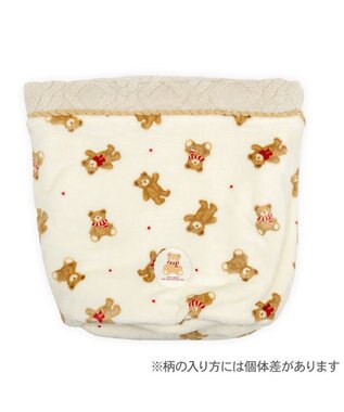 PET PARADISE ペットパラダイス くまちゃん 筒型寝袋 《ほっこりくま柄》 Ｓ ホワイト