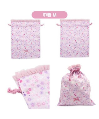 Mother garden マザーガーデン 野いちご 学童布バッグ ＆ 巾着4点セット《小花いちご柄》 小花いちご柄