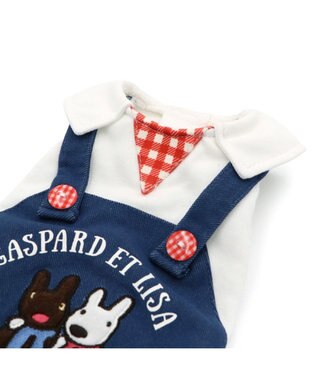 PET PARADISE リサとガスパール オーバーオール風 ロンパース 小型犬　　 ネイビー×ホワイト