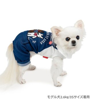 PET PARADISE リサとガスパール オーバーオール風 ロンパース 小型犬　　 ネイビー×ホワイト