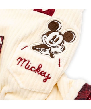 PET PARADISE ディズニー ミッキーマウス チェック オーバーオール  小型犬 ホワイト×レッド