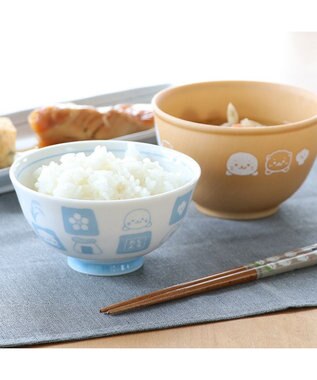 Mother garden しろたん ごはん粒がくっつきにくい ご飯茶碗  【小】 《顔ぼん柄/しろたん&らっこいぬ柄》 単品 しろたん&らっこいぬ柄