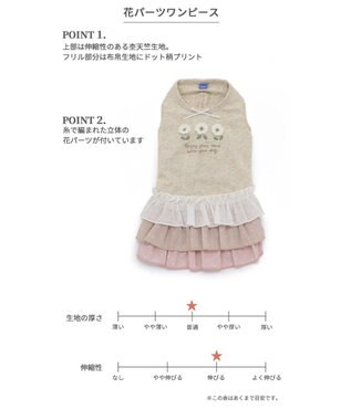 PET PARADISE 花柄 フリル ワンピース 【小型犬】 白~オフホワイト