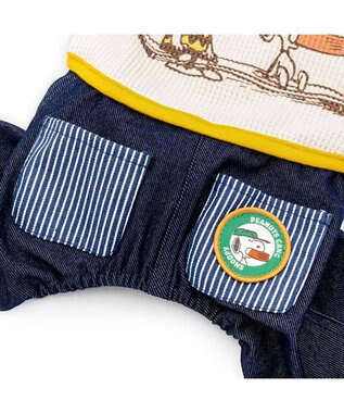 PET PARADISE スヌーピー  ワッペン パンツつなぎ 小型犬 ベージュ×ネイビー