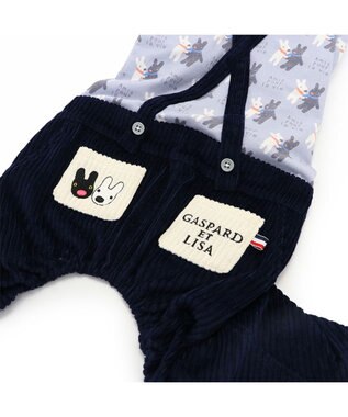 PET PARADISE リサとガスパール サスペンダー つなぎパンツ 《であい柄》 小型犬 ネイビー