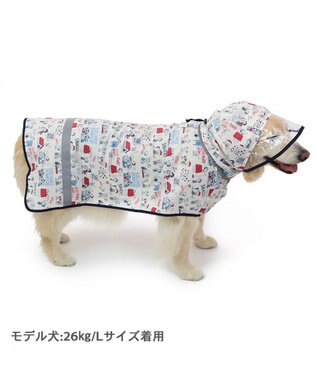 PET PARADISE スヌーピー レインコート 透明フード付き 《アメリカンビンテージ柄》 中型犬 大型犬 白～オフホワイト