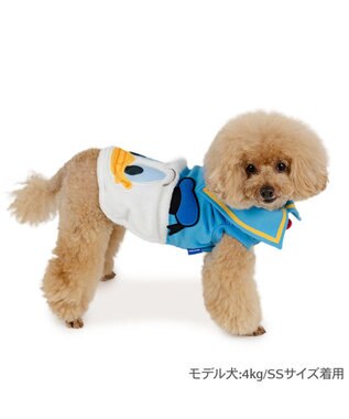 PET PARADISE ディズニー ドナルドダック 顔 ふわ トレーナー 小型犬 ブルー