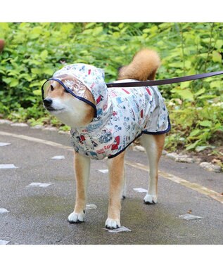 PET PARADISE スヌーピー レインコート 透明フード付き 《アメリカンビンテージ柄》 中型犬 大型犬 白～オフホワイト