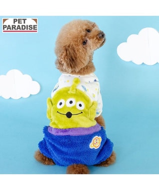 PET PARADISE ディズニー トイ・ストーリー ふわふわエイリアン ロンパース 小型犬 ホワイト×ライム