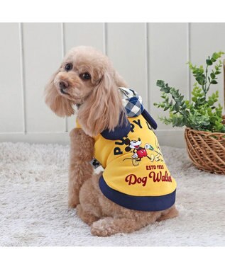 PET PARADISE ディズニー ミッキーマウス ＆プルートお散歩柄パーカー  【小型犬】 黄
